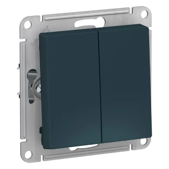 Выключатель 2-клавишный (безвинтовой зажим), Изумруд, серия Atlas Design, Schneider Electric