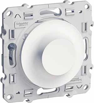 Диммер поворотно-нажимной, 400Вт LED универсальный, Белый, серия Odace, Schneider Electric