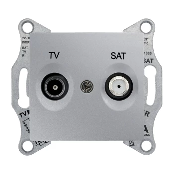 Розетка телевизионная проходная ТV-SAT 8dB, Алюминий, серия Sedna, Schneider Electric